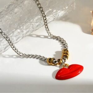 Red Lips Pendant Necklace